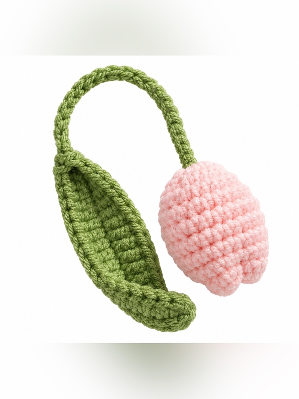 🌷 3 Crochet Tulip Flower Charms Pink Purple Green Handmade Embellishments - Picture 2 of 7